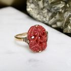 Image 2 of Vintage gold ring with red coral