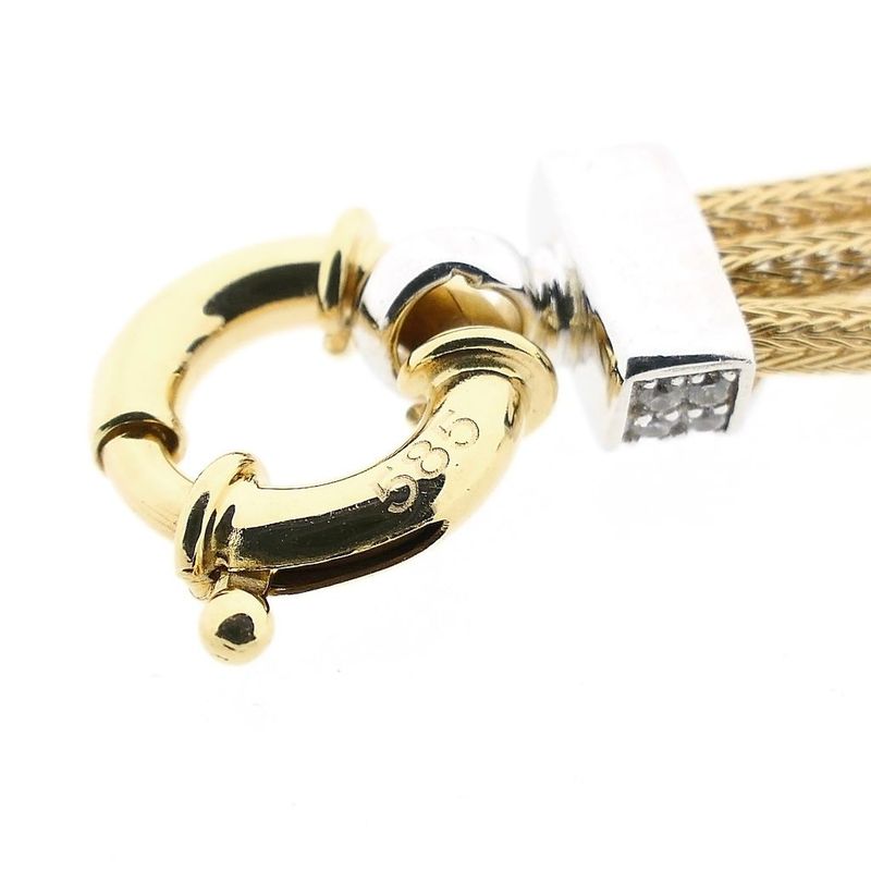 Afbeelding 7 van Tricolor gouden schakelarmband met zirconia