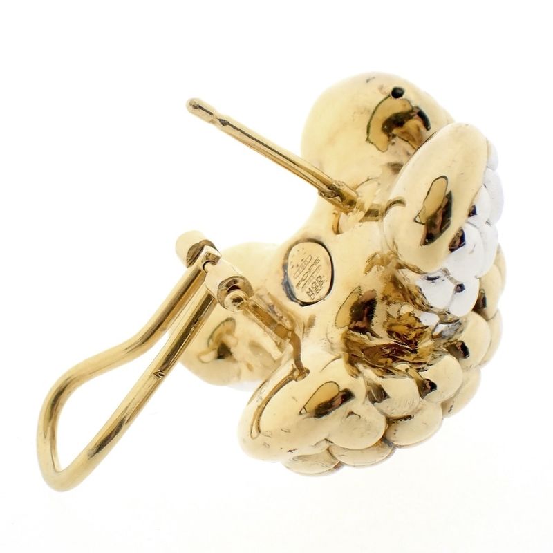 Image 4 of Two-tone gold Novecento mesh stud earrings; FOPE