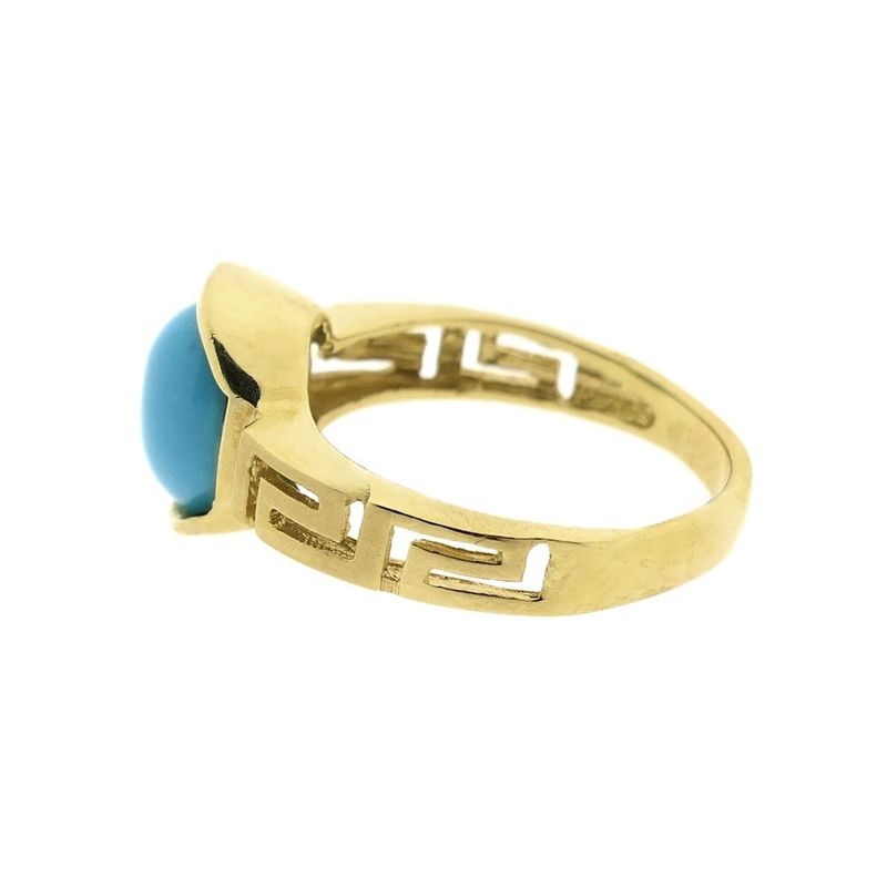 Image 6 of Vintage gold ring with meander pattern and turquoise