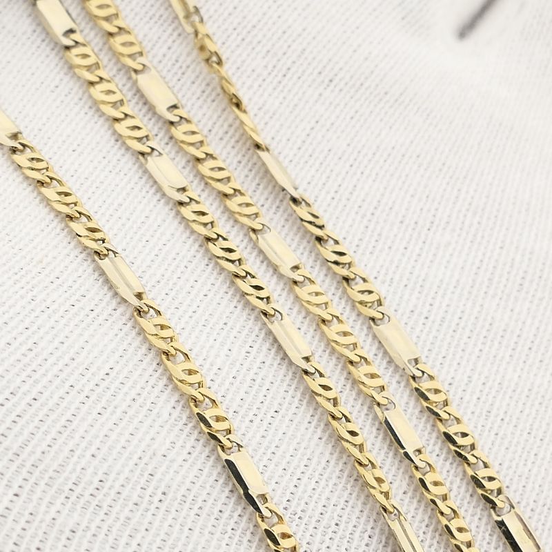 Image 7 of Bicolor Gold Falcon Eye Link Necklace