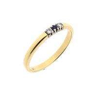 Gold Ring with Sapphire & Diamond; 0.06 ct; 14 Karat; Size 17.5