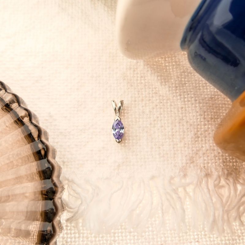 Image 8 of Silver pendant with purple zirconia