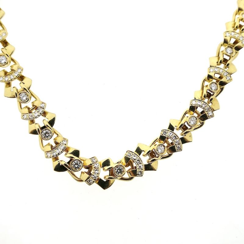 Image 2 of Solid gold necklace with diamonds; 1.43 ct.
