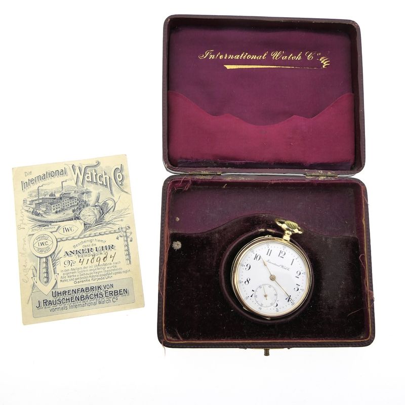 Image 7 of Antique 14k gold IWC pocket watch with box and papers from 1908