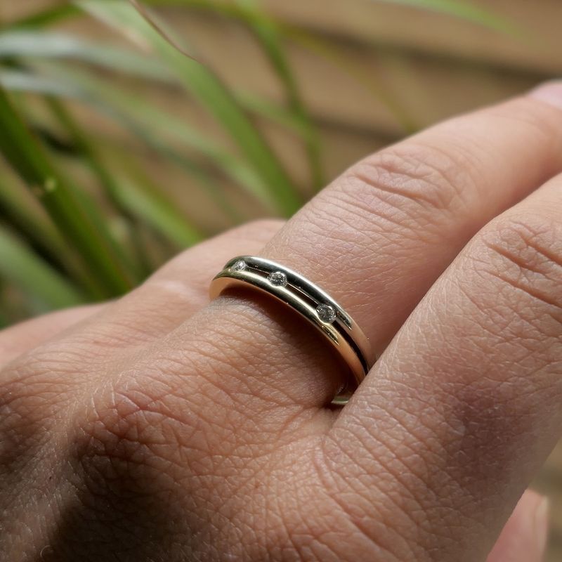 Image 11 of Two-tone gold ring with diamonds; 0.18 ct.