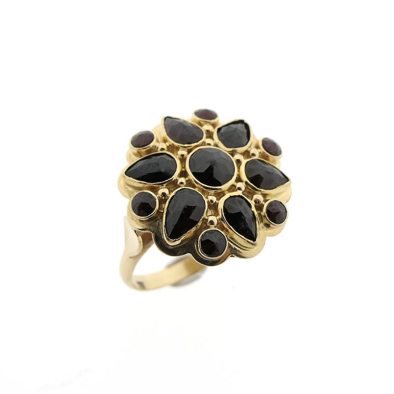 Image 1 of Gold entourage ring with garnet stones | Vintage