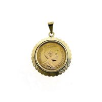 Gold pendant of gold fiver; Queen Wilhelmina 1912