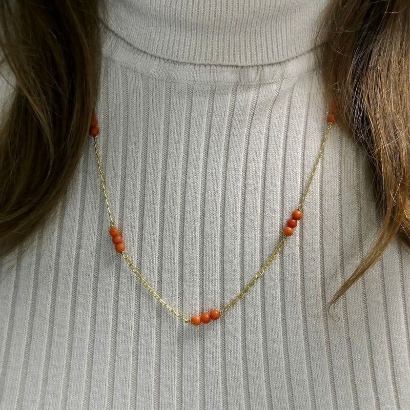 Image 6 of Gold necklace with blood coral