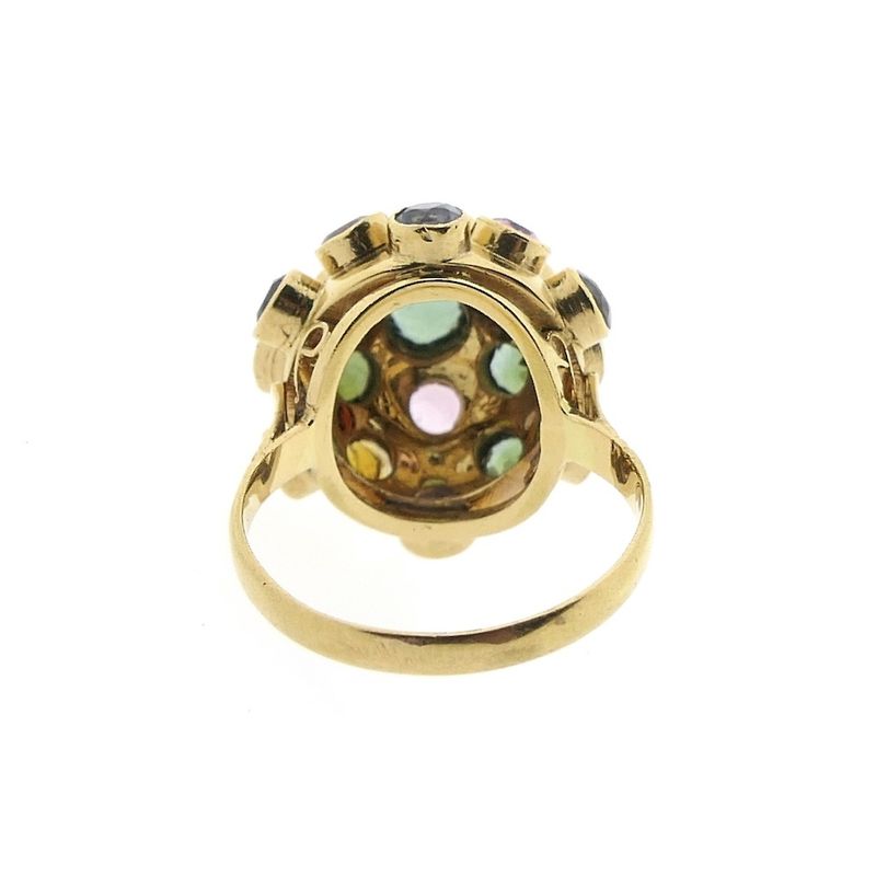 Image 5 of 18 carat gold Sputnik ring with colored stones