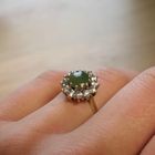 Image 8 of Gold entourage ring with jade and diamonds; 0.3 ct.