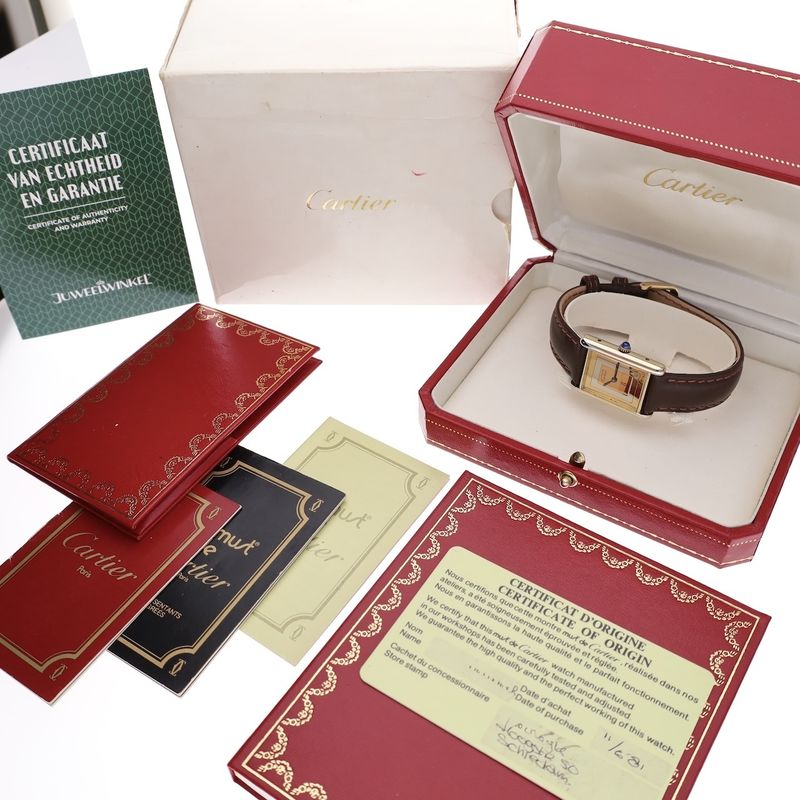 Image 4 of Cartier Tank Vermeil 'Trinity' 6165; Vintage mechanical women's watch