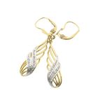 Image 8 of Bicolor gold long earrings with diamonds; 0.01 ct.