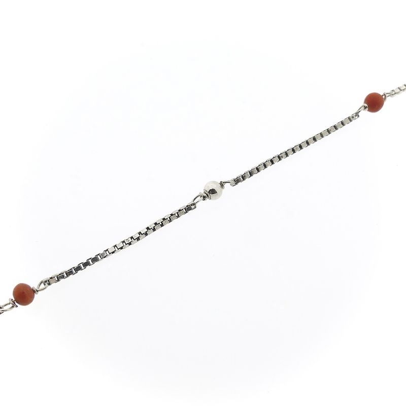 Image 7 of Silver Venetian link necklace with blood coral | 39.5 cm