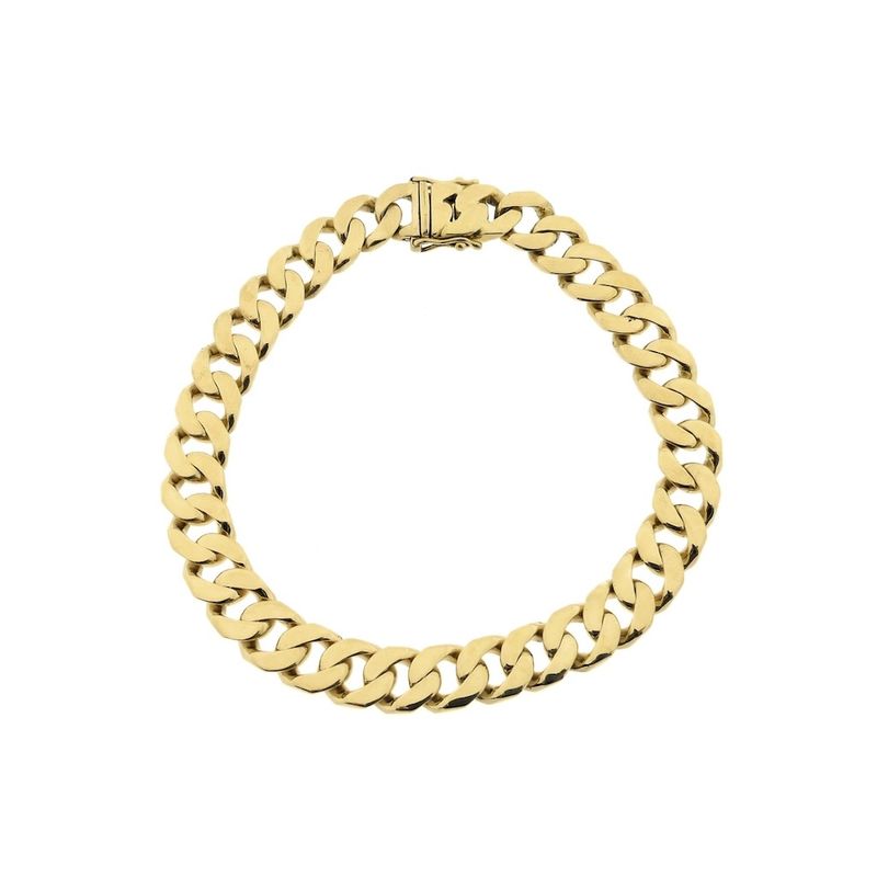 Image 3 of 18K gold flat gourmet link bracelet | 22 cm