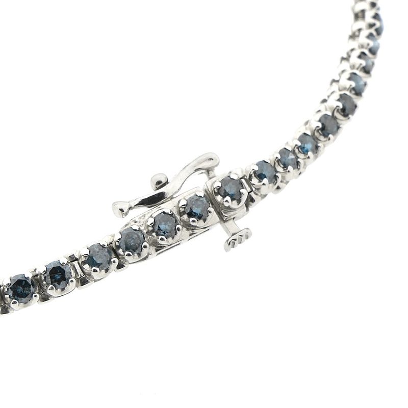 Image 3 of White gold bracelet with blue moissanite; 2.75 ct.