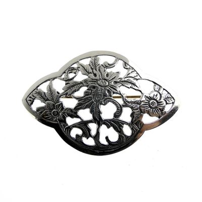 Image 1 of Large silver brooch | Floral design
