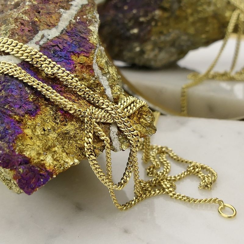 Image 6 of Gold long gourmet link necklace | 70 cm