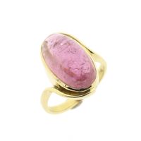 18 carat gold entourage ring with pink tourmaline; Petit dor