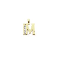 Gold letter pendant; M | With zirconia