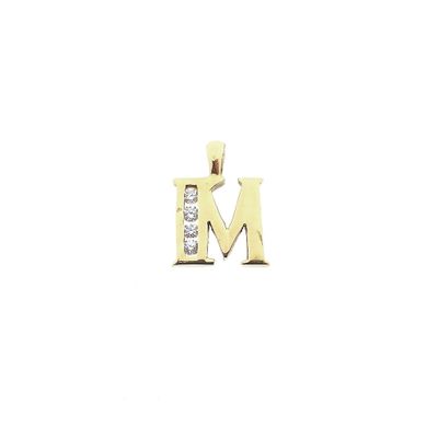 Image 1 of Gold letter pendant; M | With zirconia