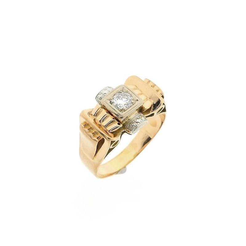 Image 1 of Vintage rose gold ring with diamond; 0.35 ct.