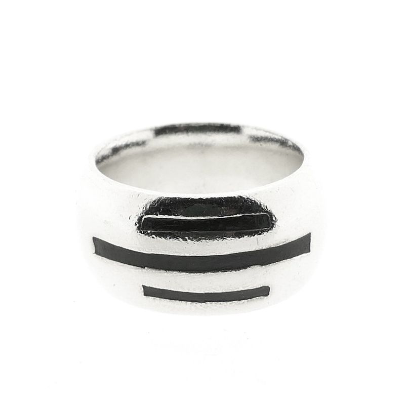 Image 2 of Wide silver ring with black enamel