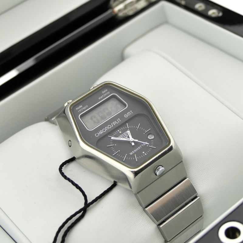 Image 17 of Heuer Manhattan Chronosplit GMT 104.403; Vintage heren horloge