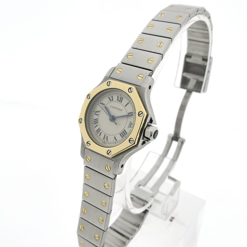Image 2 of Cartier Santos Octagon 187903; Women's watch in 18k gold and steel