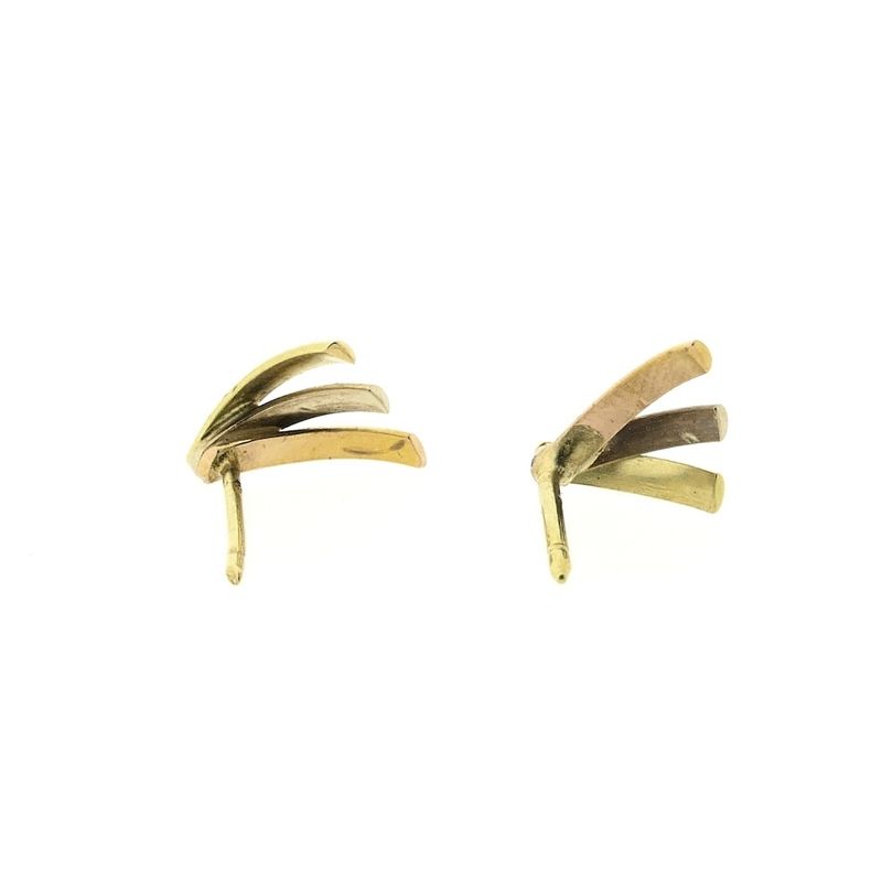 Image 5 of Tricolor gold stud earrings