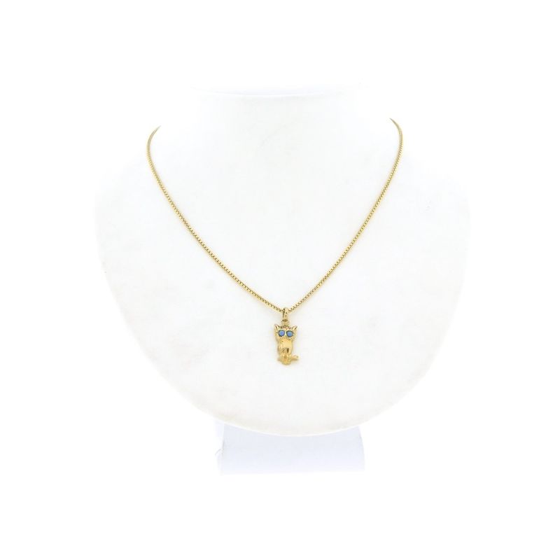 Image 7 of Gold owl pendant with turquoise