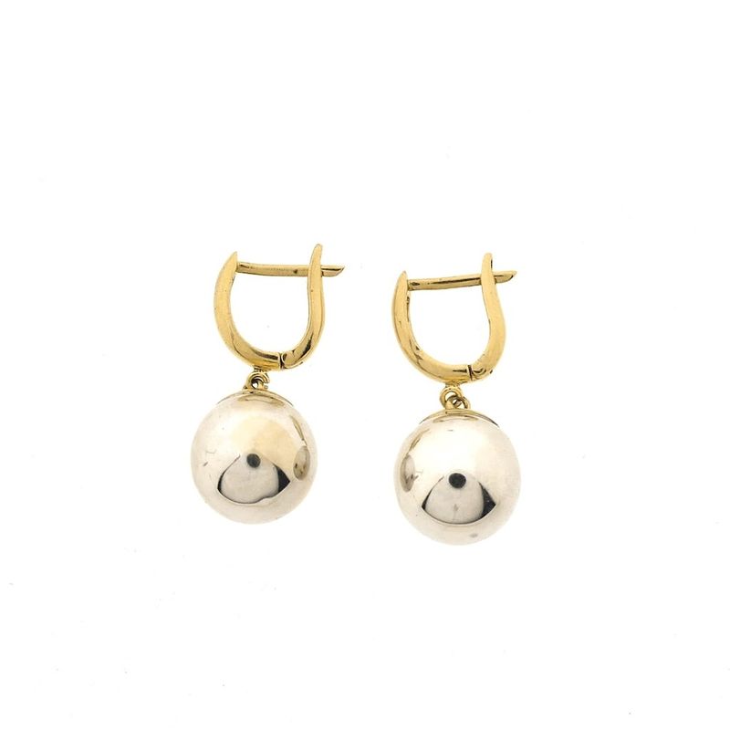 Image 4 of Two-tone gold stud earrings with balls