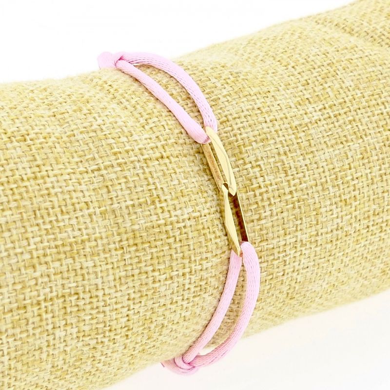 Image 6 of Forever Knots® Handmade Pink Satin Bracelet with Gold Link