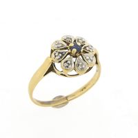 Vintage gold ring with sapphire and diamonds 0.04 ct.