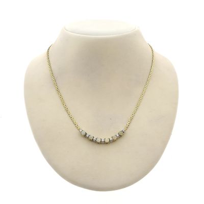 Image 1 of Gold necklace with fixed pendant of opal and diamond 0.28 ct.