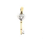 Image 1 of Two-tone gold pendant of a key with zirconia