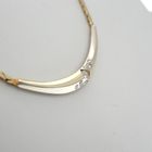 Image 6 of Two-tone gold flat cobra link necklace with diamonds; 0.24 ct.