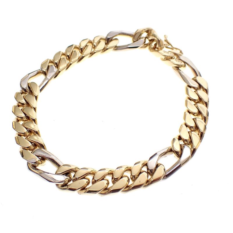 Image 3 of Solid two-tone gold Figaro link bracelet