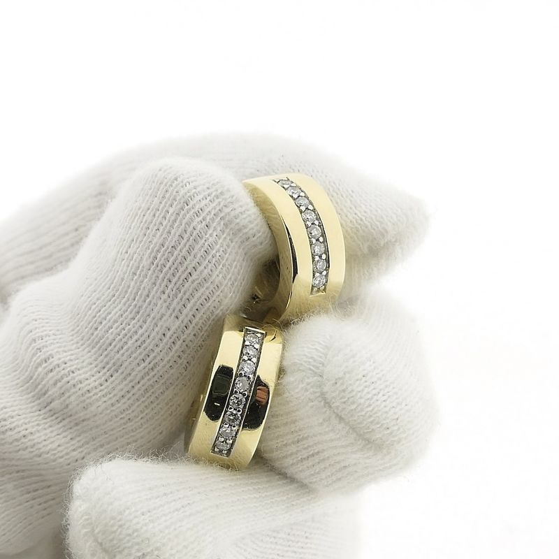 Image 7 of Gold hoop earrings with diamond; 0.32 ct.