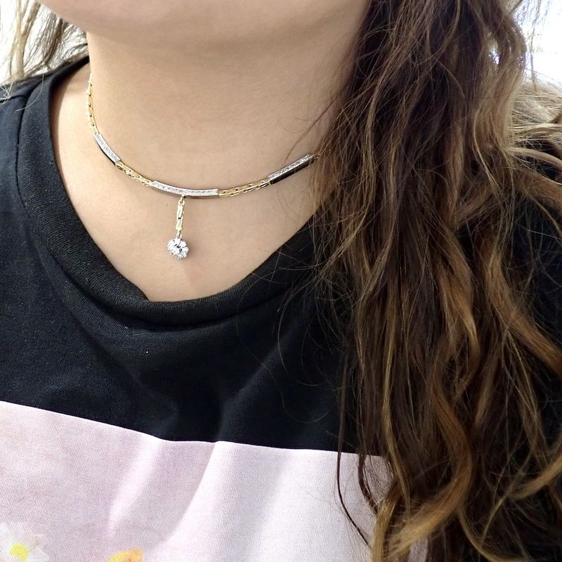 Image 5 of Gold necklace with a fixed pendant featuring 1.25 ct. diamonds | 40 cm