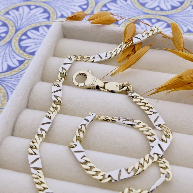 Image 2 of Two-tone gold gourmet/fantasy link necklace