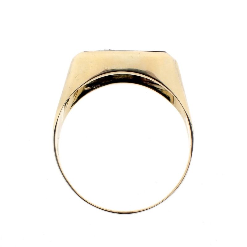 Image 5 of 8K Large Men's Signet Ring | Onyx and Zirconia