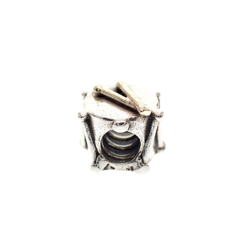 Image 4 of Pandora charm; Silver with gold; Drums Charm