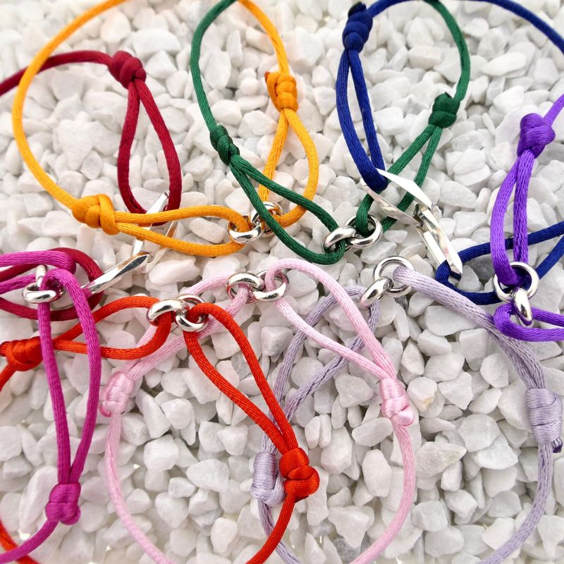 Image 8 of Forever Knots® Handmade Pink Satin Bracelet with Silver Link