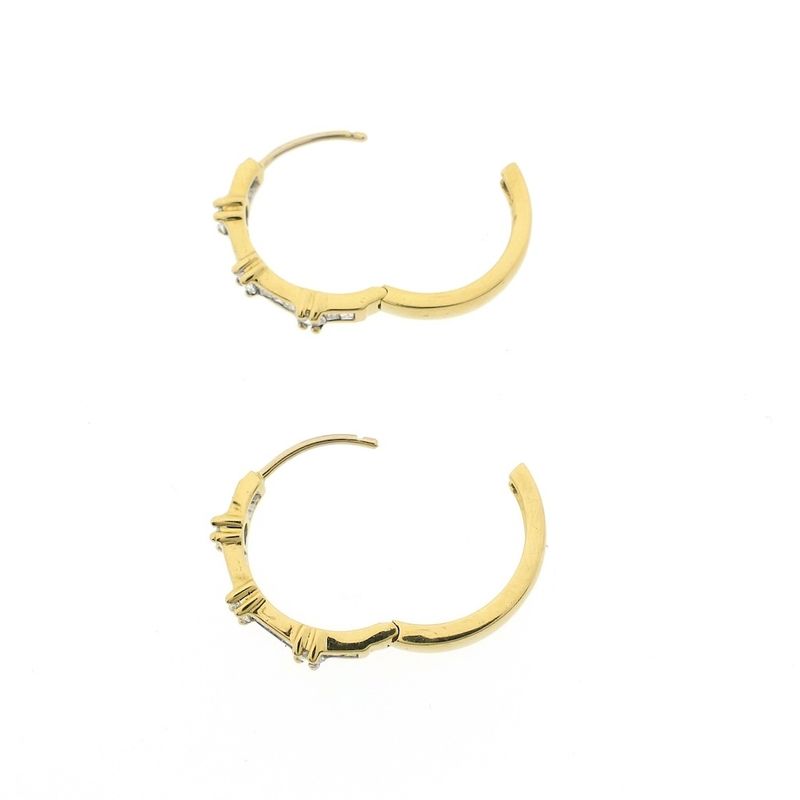 Image 7 of 18K Gold Hoop Earrings with Diamond | 1.10 ct.
