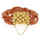 Image 3 of Red coral bead bracelet with gold clasp | 20.5 cm