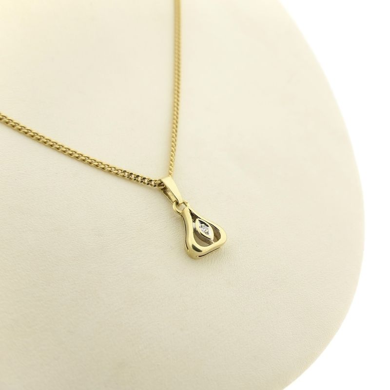 Image 10 of Gold subtle pendant with diamond; 0.01 ct.