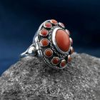Image 2 of Vintage silver locket ring with blood coral
