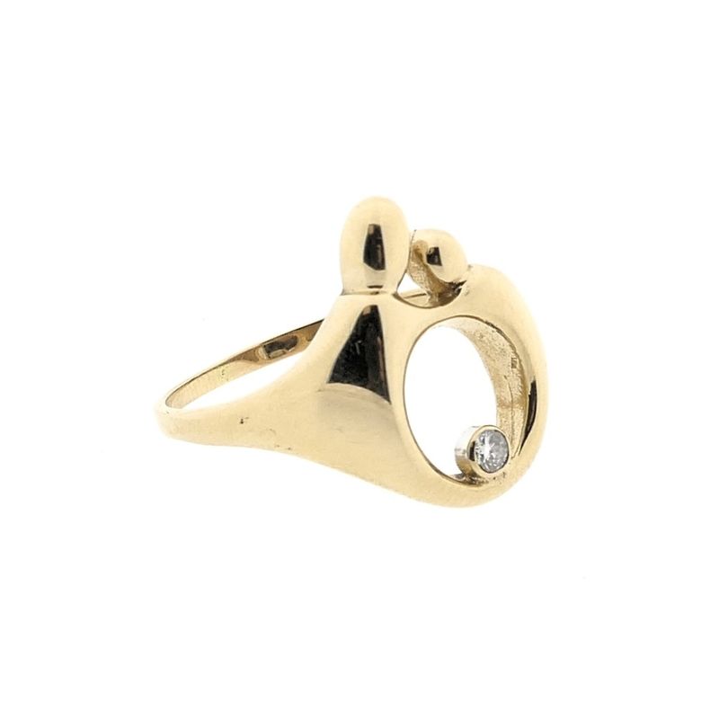 Image 4 of Gold mother-child ring with diamond; 0.06 ct.