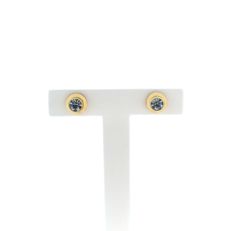 Image 1 of Gold stud earrings with topaz